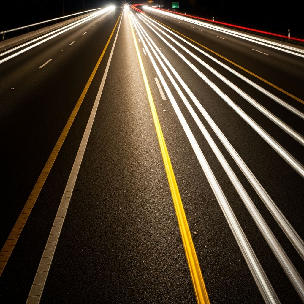 Highway road markings serving North India
